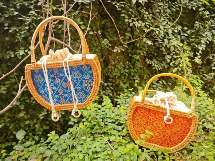 Zhuangbrocade Rattan Woven Basket Bag - 图片 3