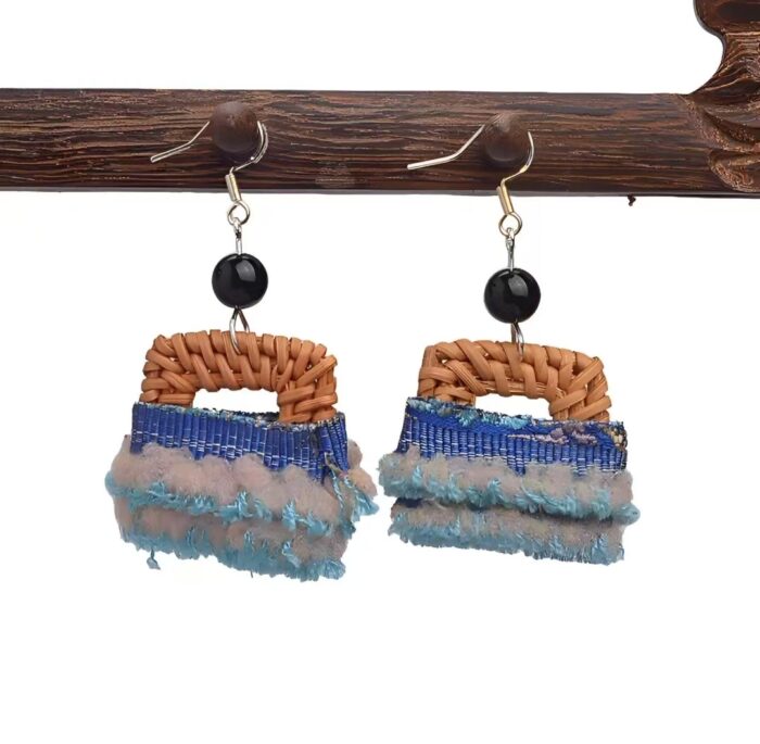 Zhuangbrocade Handmade Rattan Woven Earrings - 图片 4