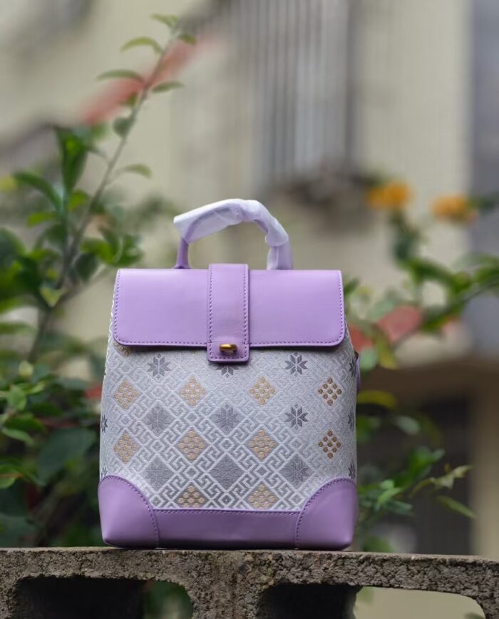 Zhuang Brocade Leather Bag Backpack - 图片 3