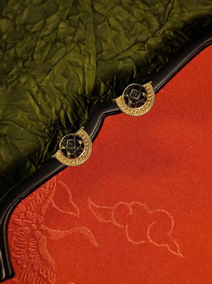 Zhuang Brocade Semicircle Earrings