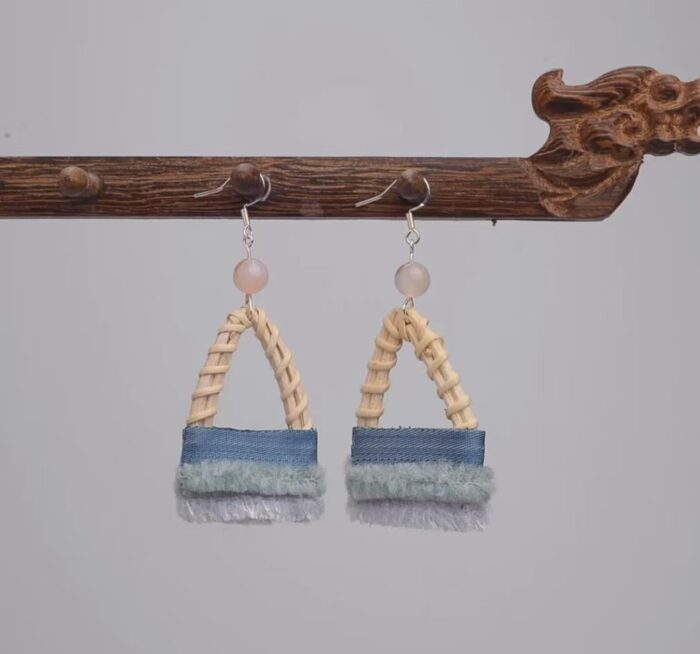 Zhuangbrocade Handmade Rattan Woven Earrings - 图片 4