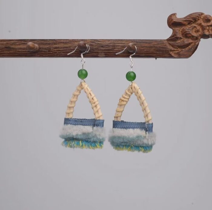 Zhuangbrocade Handmade Rattan Woven Earrings - 图片 5