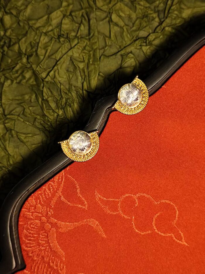 Zhuang Brocade Semicircle Earrings - 图片 4