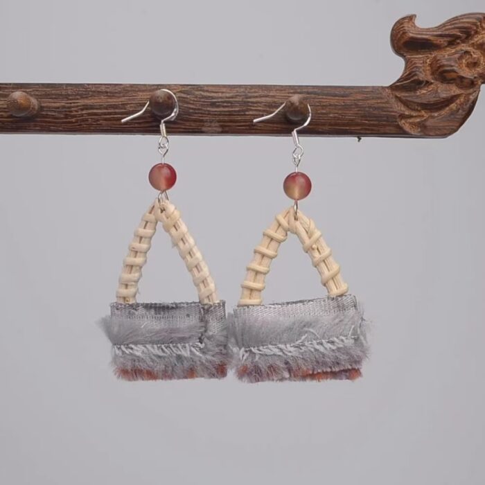 Zhuangbrocade Handmade Rattan Woven Earrings