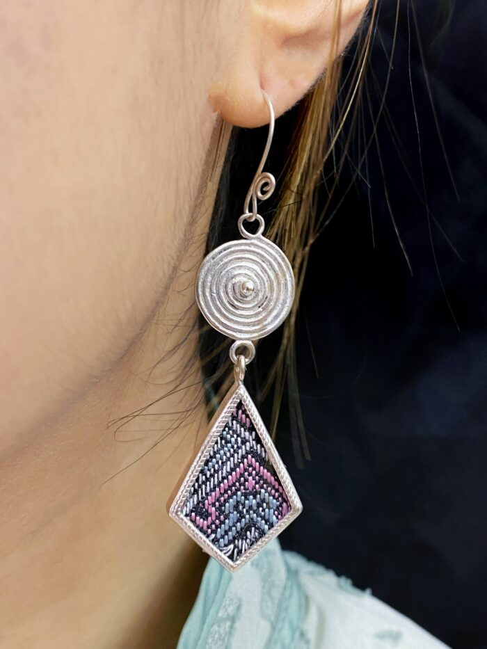 Zhuangbrocade Miao Silver Earrings