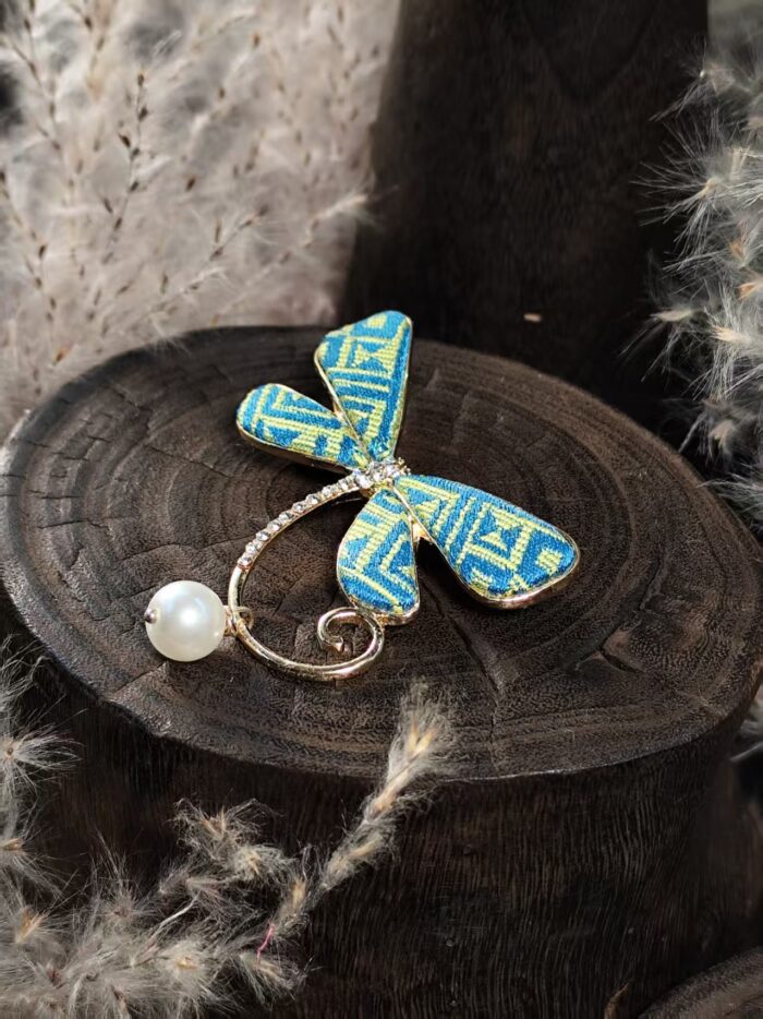 Dragonfly Brooch In Retro Zhuang Brocade