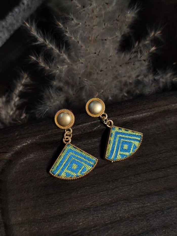 Zhuangbrocade Fan-shaped Earrings - 图片 2