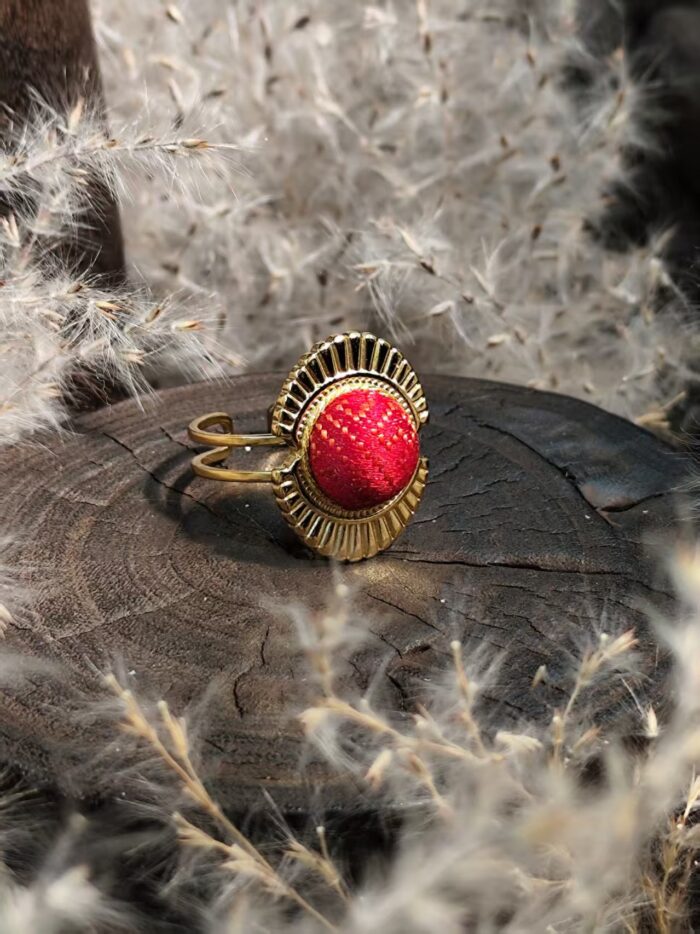Handmade Zhuang Brocade Retro Ring - 图片 3
