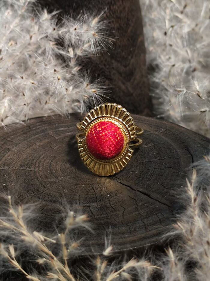 Handmade Zhuang Brocade Retro Ring - 图片 4