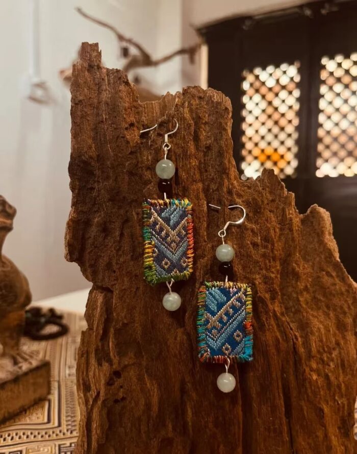 Zhuangbrocade Rectangular Earrings - 图片 2