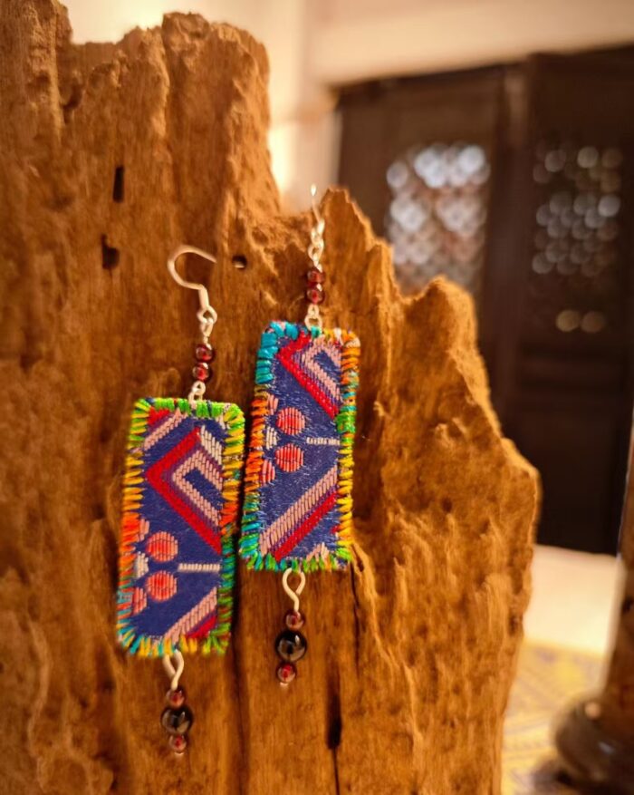 Zhuangbrocade Rectangular Earrings - 图片 3