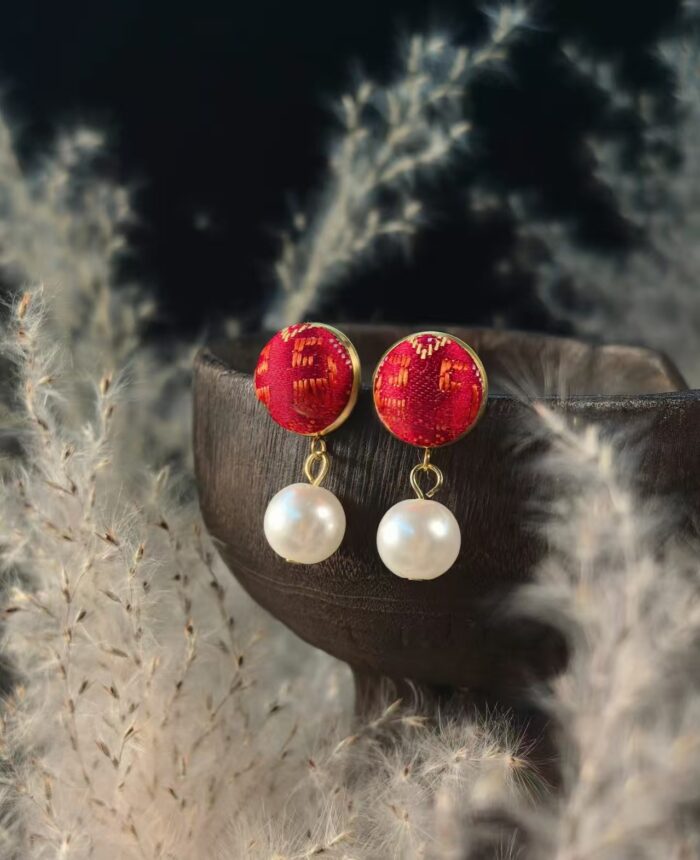 Zhuangbrocade Pearl Round Earrings