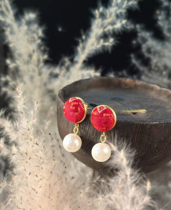 Zhuangbrocade Pearl Round Earrings - 图片 3